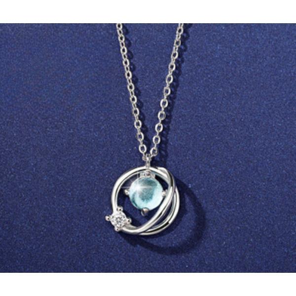 

Новое женское ожерелье Fantasy Planet из синего стекла, свежая и универсальная цепочка-воротник Aurora Starry Sky