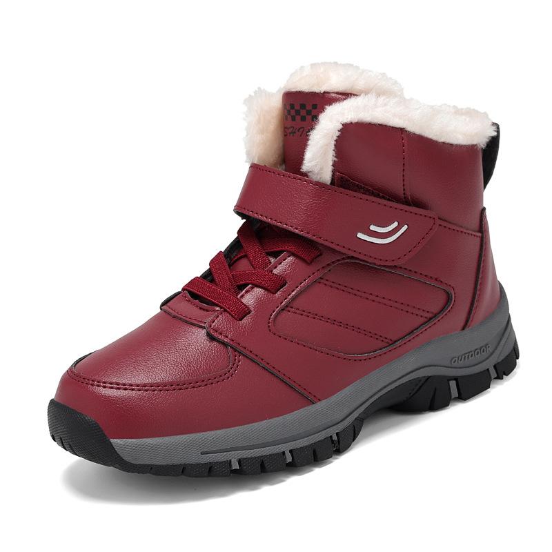 Парные повседневные ботинки, стильные кожаные высокие кроссовки для мужчин, уличная качественная теплая женская обувь с плюшевой подкладкой 41 красный