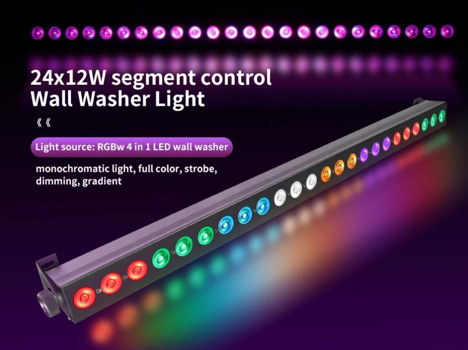 24x12w RGBW 4in1 LED bar Wall Washer Indoor Color Strip Light DMX512 Control Professional DJ Disco Wall Light Stage Lighting