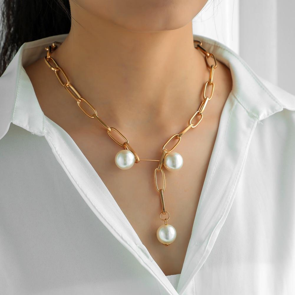 Women's Necklace All-match Adjustable Pearl Brooch Style Pendant Necklace