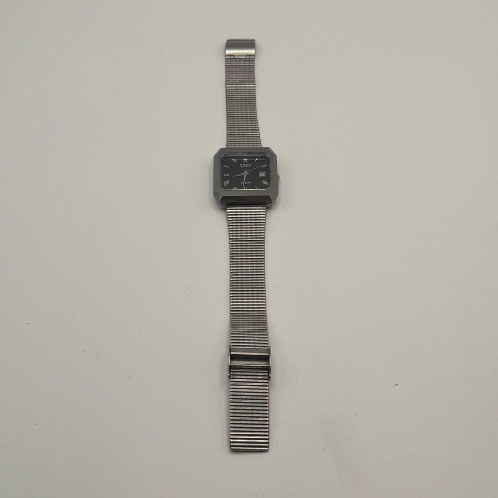 Used [Battery Replaced] Working Item RADO Watch Men's Date Quartz Silver Black