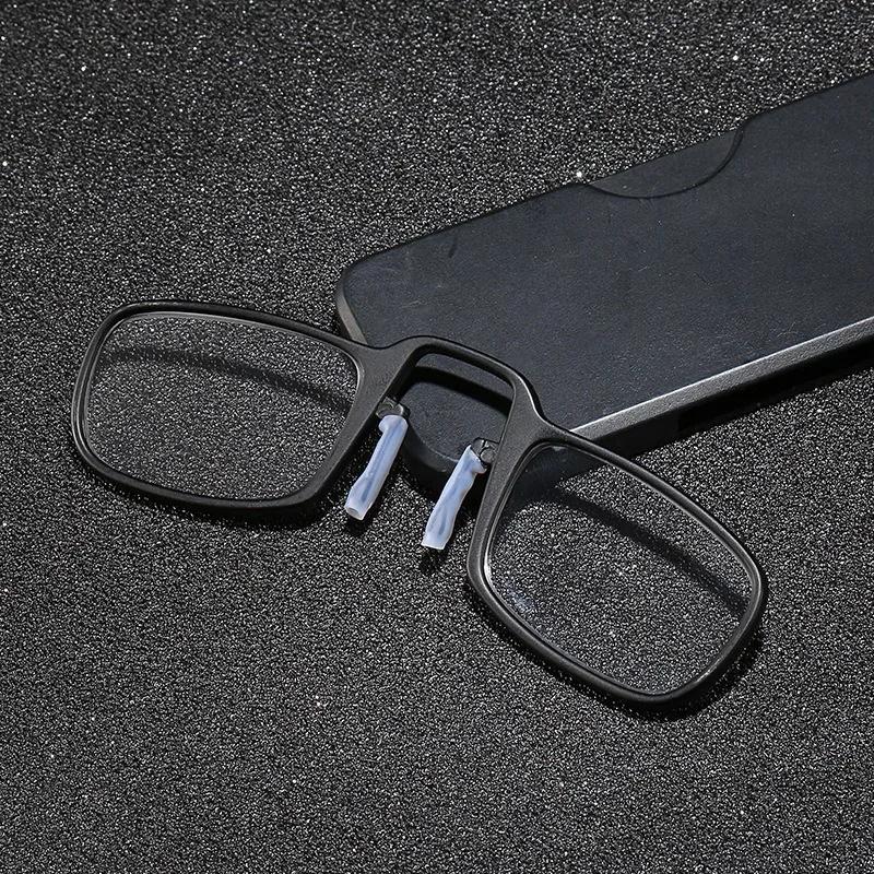 Nose Clip Reading Glasses Men Tr90 Focus Plus Portable Foam Nose Glasses Transparent Eyeglasses Folding Glasses In Case
