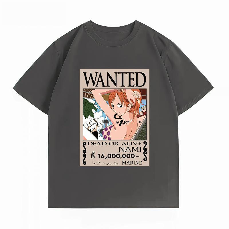 Unisexs Clothing New 100 Cotton Breathable Summer TShirt One Piece Nami Wanted Print Casual Streetwear Unisexs Tops