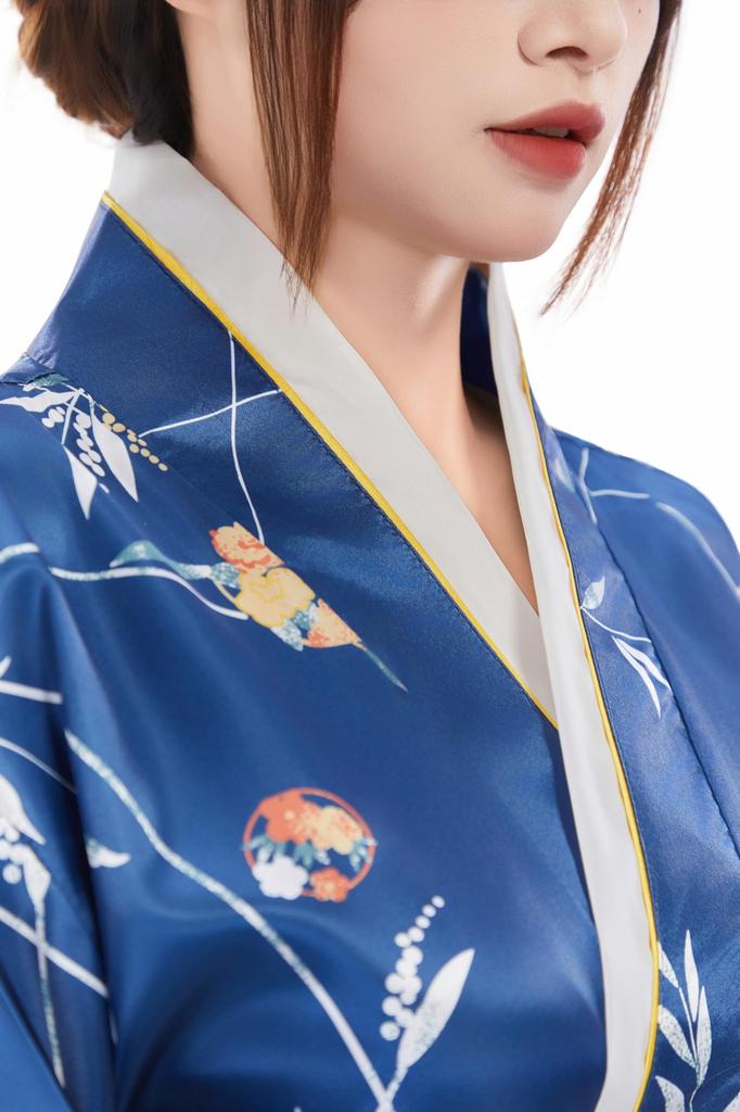 Mobbunny Perfect for Fireworks Summer and Photo Easy To Cute Flower Hair Blue Women's Yukata/Furisode Set, Festivals, Displays, Festivals, Shoots,