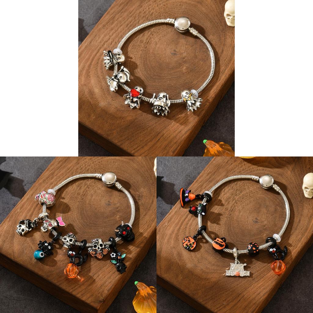 Bracciale in Metallo con Fantasma e Mietitore di Halloween dal Design Gotico per Regalo Unisex