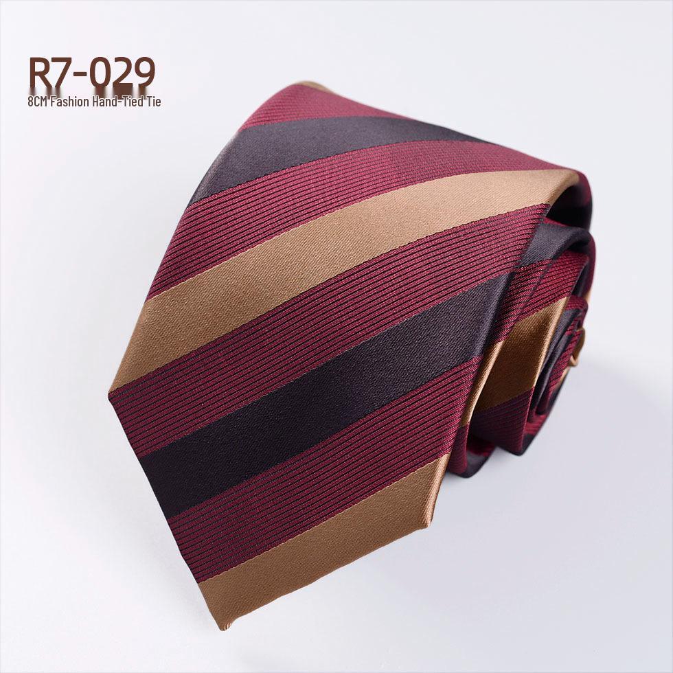 Versatile Retro Striped Tie for Men - Hand-Knotted British Korean Style In Brown, Green, and Blue for Business and Formal Wear.