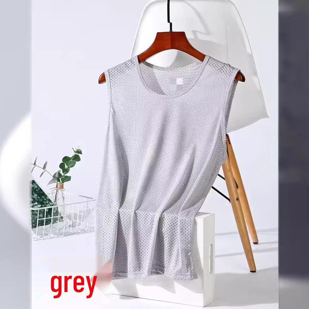Men's Cool Mesh Ice Silk Slim Fit Summer Vest - Breathable Sports Fitness Tank Top