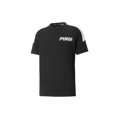 Modern Sports Color-Block Logo Print Short Sleeve T-Shirt Men Tops Black 845910-01