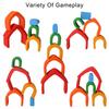 Colorful Wooden Rainbow Arch Bridge & People Stacking Blocks for Children's Early Education