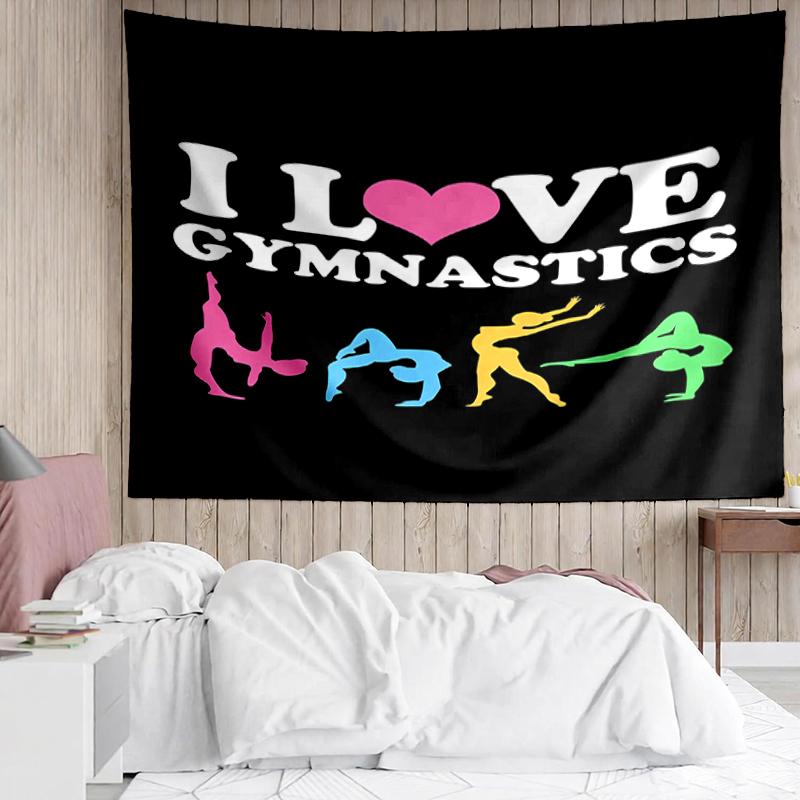 gymnastics Print Tapestry, Backdrop, Easy Setup, Ideal for Bedroom, Office & Living Room, with Aesthetic Wall Hanging Decor.