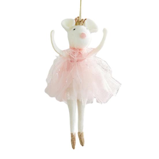 

Ballet Mouse Doll Christmas Ornament Plush Ballet Dancer Hanging Pendant for Xmas Tree Holiday Party Decor розовый