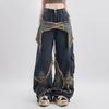 Unisex Retro Loose-Fit Raw Edge Wide-Leg Jeans for Autumn