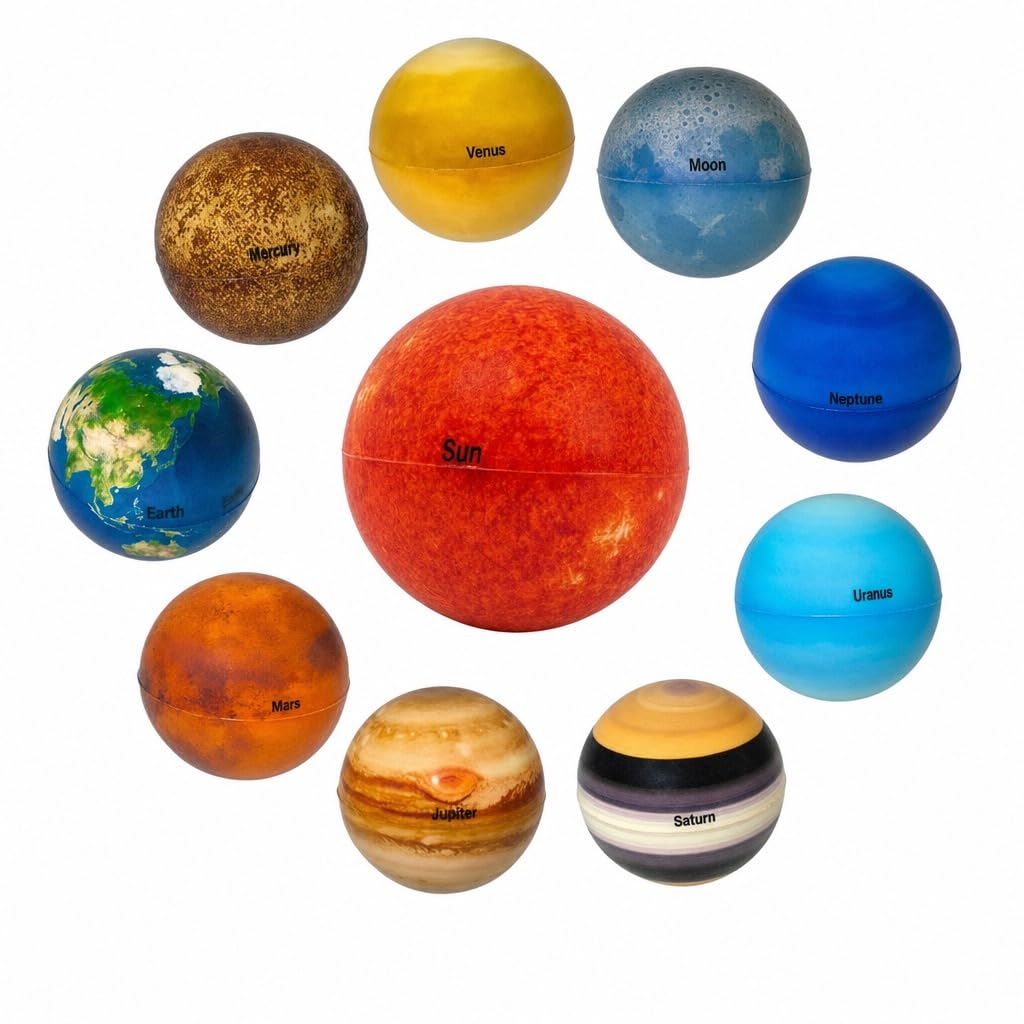 Hyack Solar System Model Planets Space Toy Science Toy for Children Small Planets Elastic Balls Learning Toy [Item]