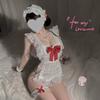Bow Pure Maid Naked Back Apron Set Free Uniform Sexy Small Breasts