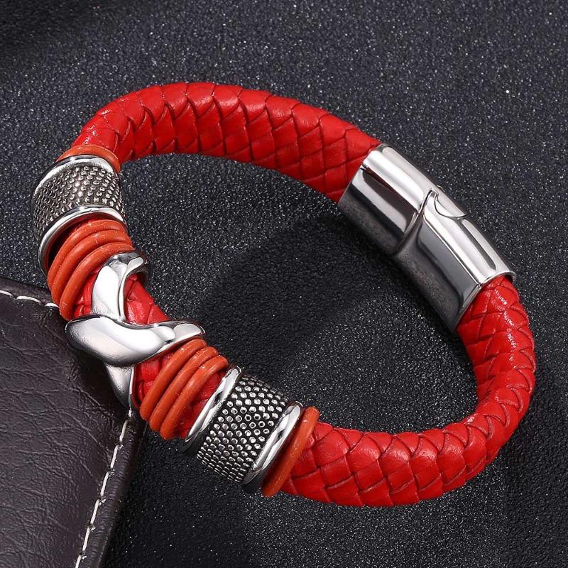 

Hot-selling leather bracelet - punk style braided vintage leather bracelet inner ring 165mm [straightened total length 196mm]
