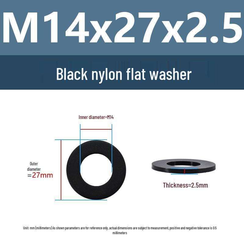 Yigu High-Temperature Insulated Black Nylon Flat Washer (M2, M3, M10, M16, M24)
