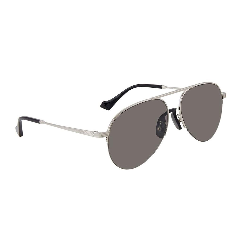Gucci Logo Pilot Sunglasses Women sunglasses Silver GG0742S00158