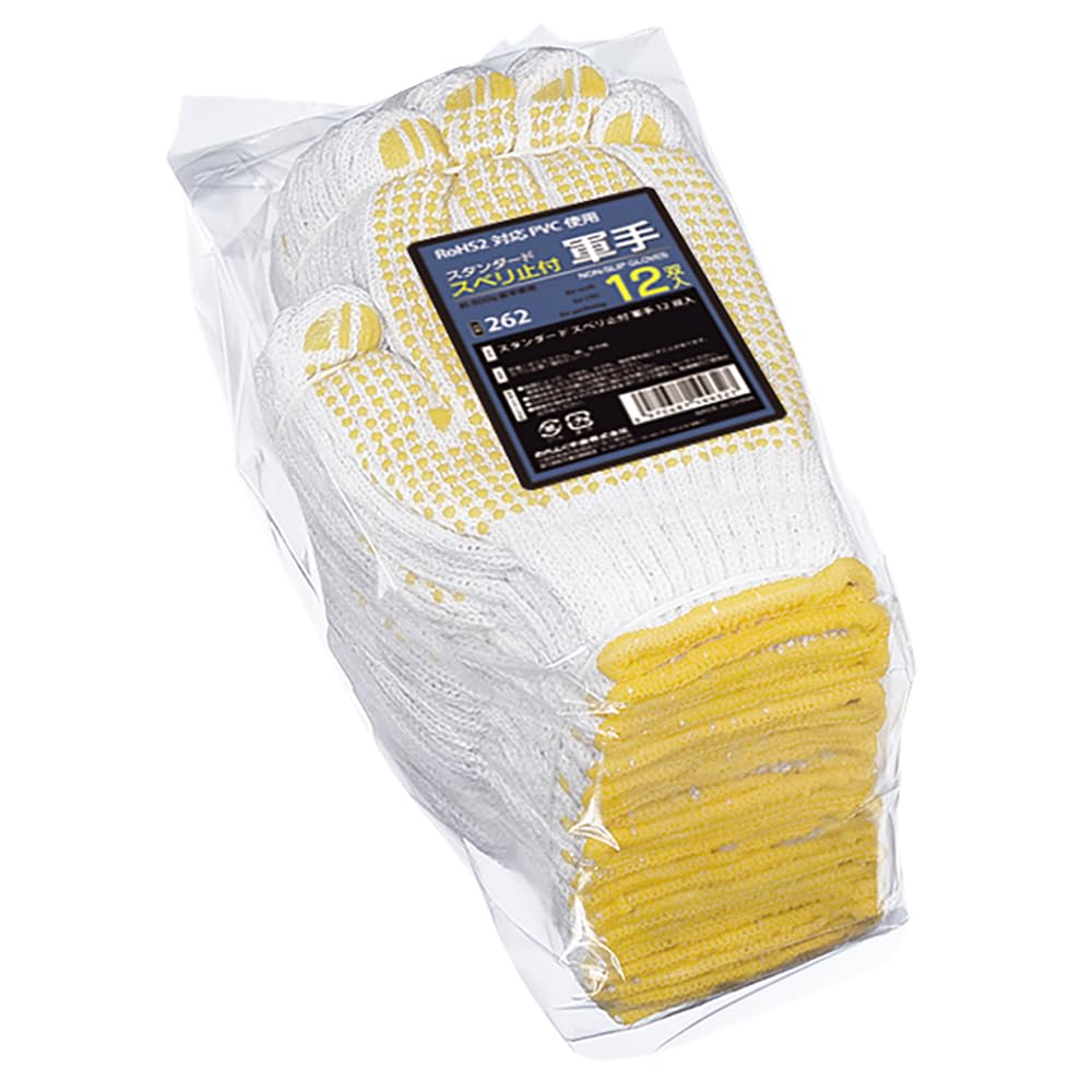Otafuku Gloves Work Gloves Gauge Free Size Non-Slip [7 Non-Slip PVC] #262 [12 Pairs]