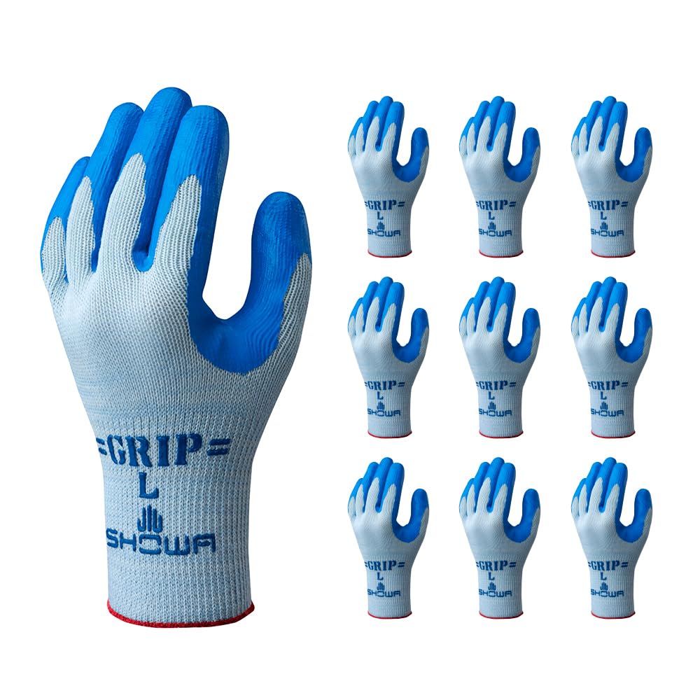 Showa Gloves Simple Strong 10 Pairs [10-Pack] Packaging, Grip, Blue, Medium, синий