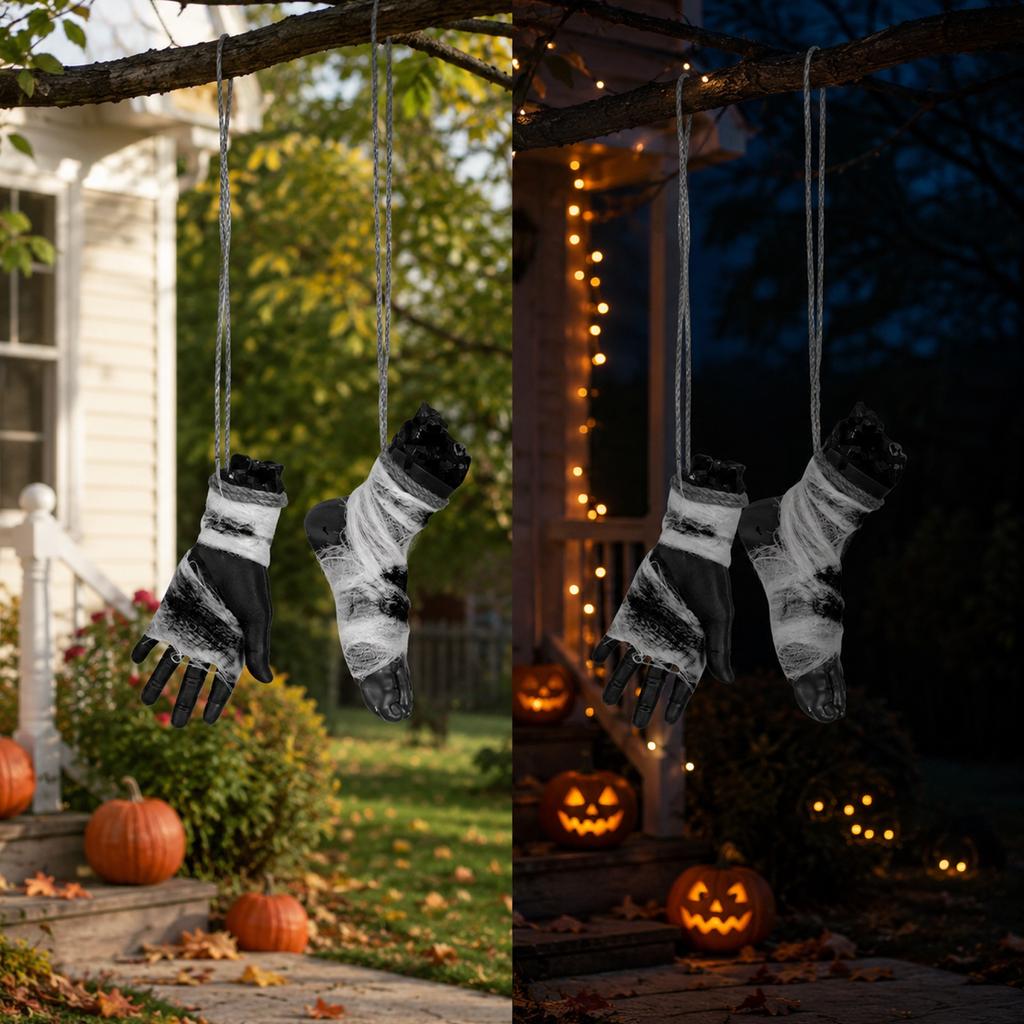 Halloween Scary Rope Hand and Foot Binding Prop with Bloody Wound Wraps for House Room Party Decorations