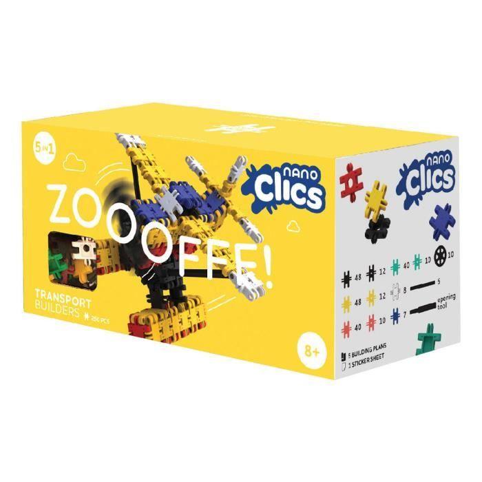 Blocs de construction - CLICS - Clics nano transport - 250 pièces - Autocollants inclus - À partir de 8 ans