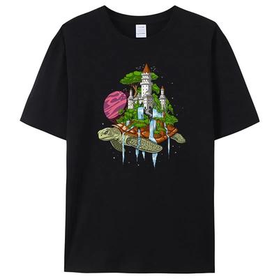 T-shirt Unisexe Manches Courtes 'Tortues Portant des Châteaux' T-shirts Amples Unisexe Hauts Unisexe Nouvelle Marque Vêtements Unisexe
