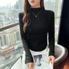 Spring and Autumn Women's Blouse Half-high Neck Splicing Matchy-matchy Bottoming Shirt