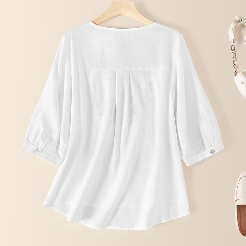 Women's Embroidered V-Neck Loose-Fit Shirt