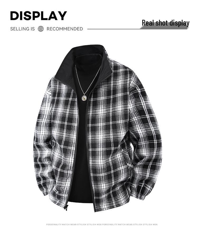 Herren Wende-Plaidjacke - Herbst/Winter Winddicht, Baseballjacke im japanischen/koreanischen Stil