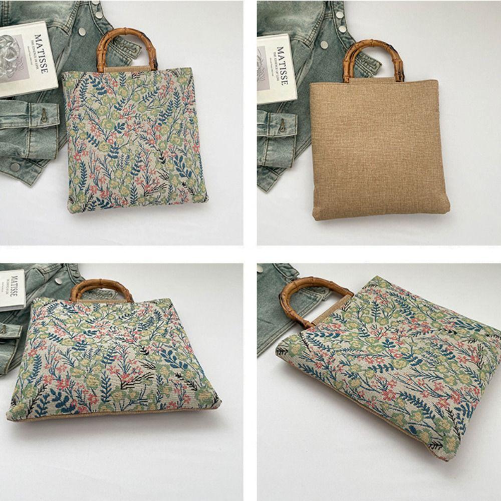 Sweet Cloth Jacquard Tote Bag Floral Flower Print Canvas Handbag Retro Chinese Style Hanfu Underarm Bag Cheongsam Accessories