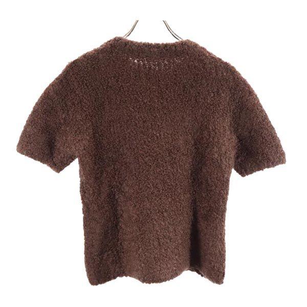 Givenchy Short Sleeve Sweater L Brown Mohair Blend Knit Women Used