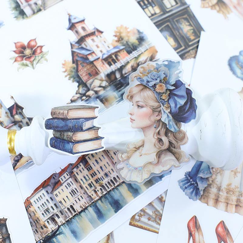 Europäische Retro Weihnachts-Cartoon-Sticker: Ausgestanzte Charaktere zur Tagebuchdekoration und für Festivalthemen