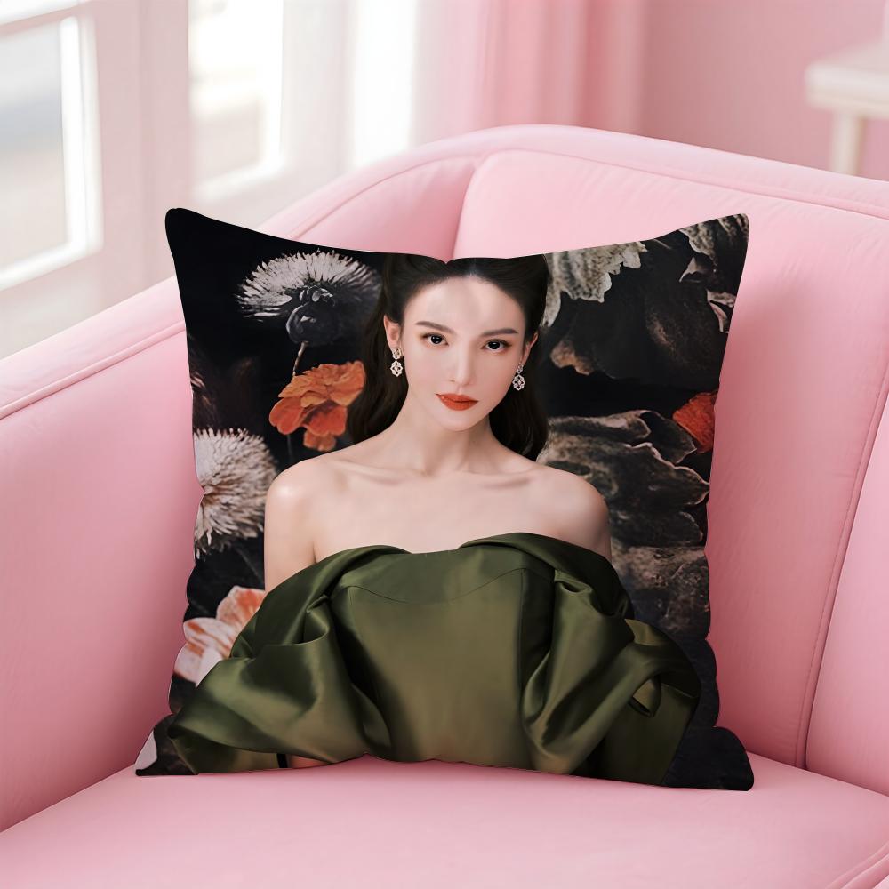 Popular Fashion Elegant Chinese Actress JJin Chen Cushion Cover Pillow Case Soft Friendly Fabric  Concealed Zipper