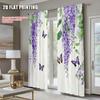 2pc    Window Curtains Charming Wisteria and Butterfly Versatile Polyester  Without Electricity summer party decorations for