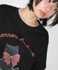 RONRON Ribbon Cat Basic Fit T Shirt Black