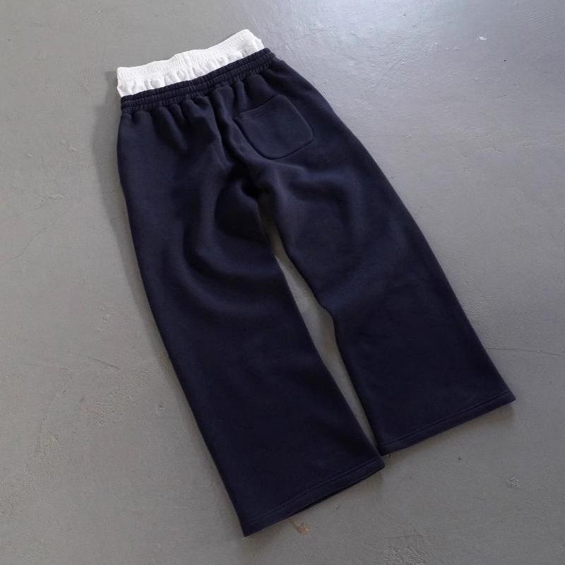Pantalon de survêtement ample rétro street hip-hop couple européen et américain taille double fausse pièce deux pièces