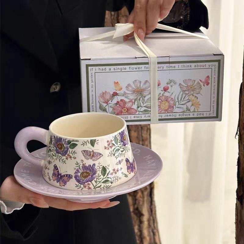 High-Value Birthday Gift Girls' Souvenir Garden Kite Ceramic Cup Saucer Coffee Cup Meridian Tea Cup