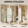 Colonna per Bagno, Mobile da Bagno in Legno Salvaspazio, Mobile con Armadietto, Mensole e Cassetti, 15x33x136,8 cm, Grigio Chiaro