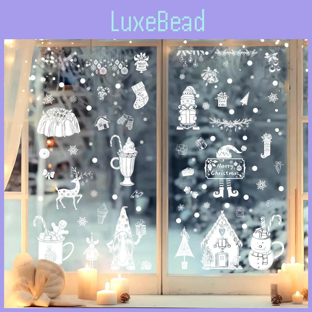Christmas Snowflake Reindeer Window Sticker With Static Glass Decals For Holiday Decor