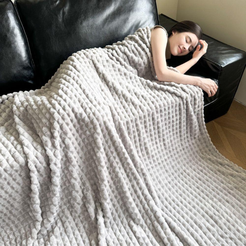 Comfortable Flannel Blanket Thickened Office Nap Blanket Bed Suppiles Sofa Plush Blanket  Winter
