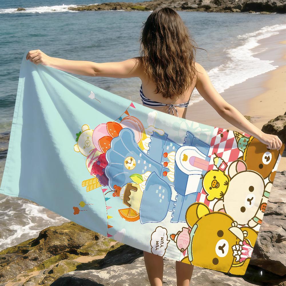 cute cartoon face fun Bear R-Rilakkuma soft Dry Beach Towels Trip Towel swim Summer Holiday Vacation bathing Pool Camp Gift