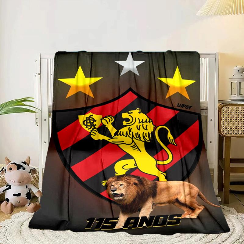 Football Club Emblem Lion Blanket Flannel Blanket for Bed, Sofa, Camping, Hiking, Picnic Essentials, Gift for Family Fan Gifts