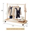 Pine Wood Kids Floor Coat Rack with Wheels