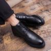Autumn and winter high-top lace-up black leather boots British style platform dress leather shoes Korean version men's pointed Martin boots
