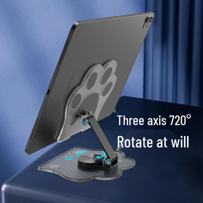Cat Paw Phone Holder: Foldable, Rotating Desktop Stand for Lazy Binge-Watching Enthusiasts