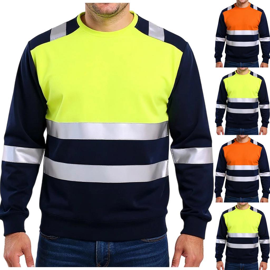 Construction Workwear Reflective Strip Long Sleeved T-Shirt Top