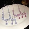 European and American Zircon Diamond-encrusted Flower Water Drop Pendant Ear Hook Sweet Exquisite Simple Necklace Light Luxury High-end Suit Women