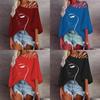 Cotton Summer Loose Fit Printed T Shirt With Batwing Sleeves For Casual Wear
