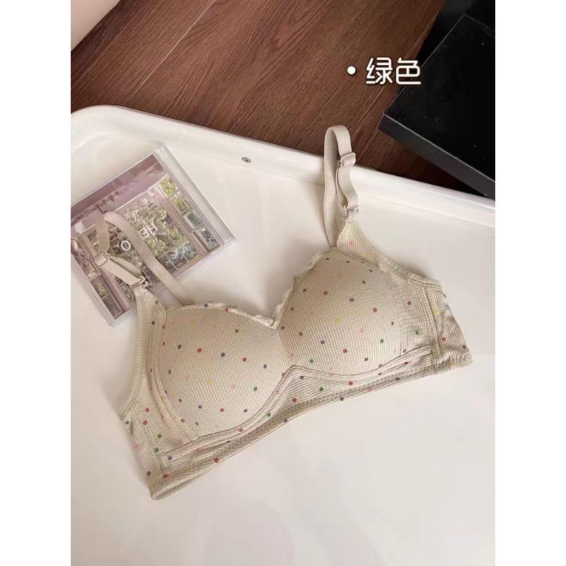 Womens Colorful Dot Print Wireless Comfort Bra