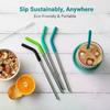 Reusable Stainless Steel Straws Colorful Soft Silicone Tips For Smoothies Juices Cocktails Home Parties Daily Use